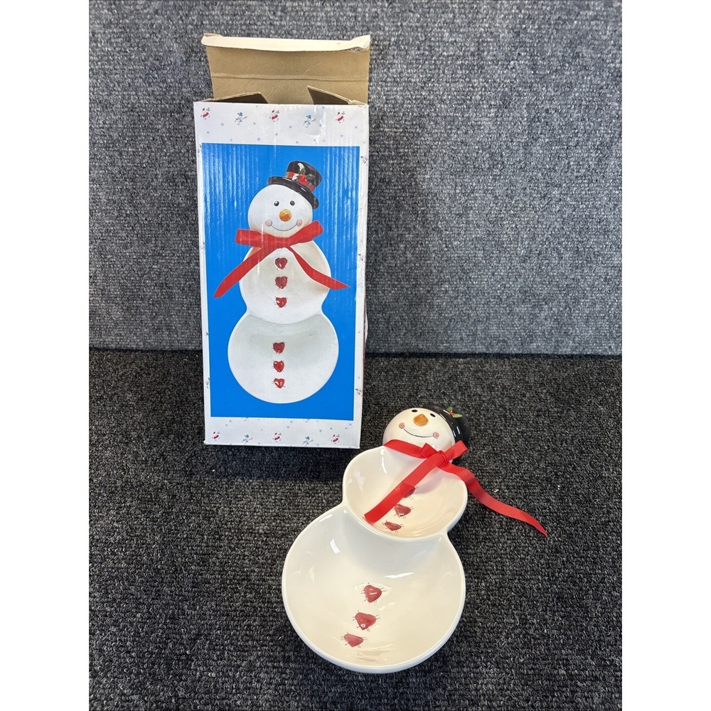 GIFTCO Smiley Snowmen Snowman Ceramic Christmas Bowl~IOB